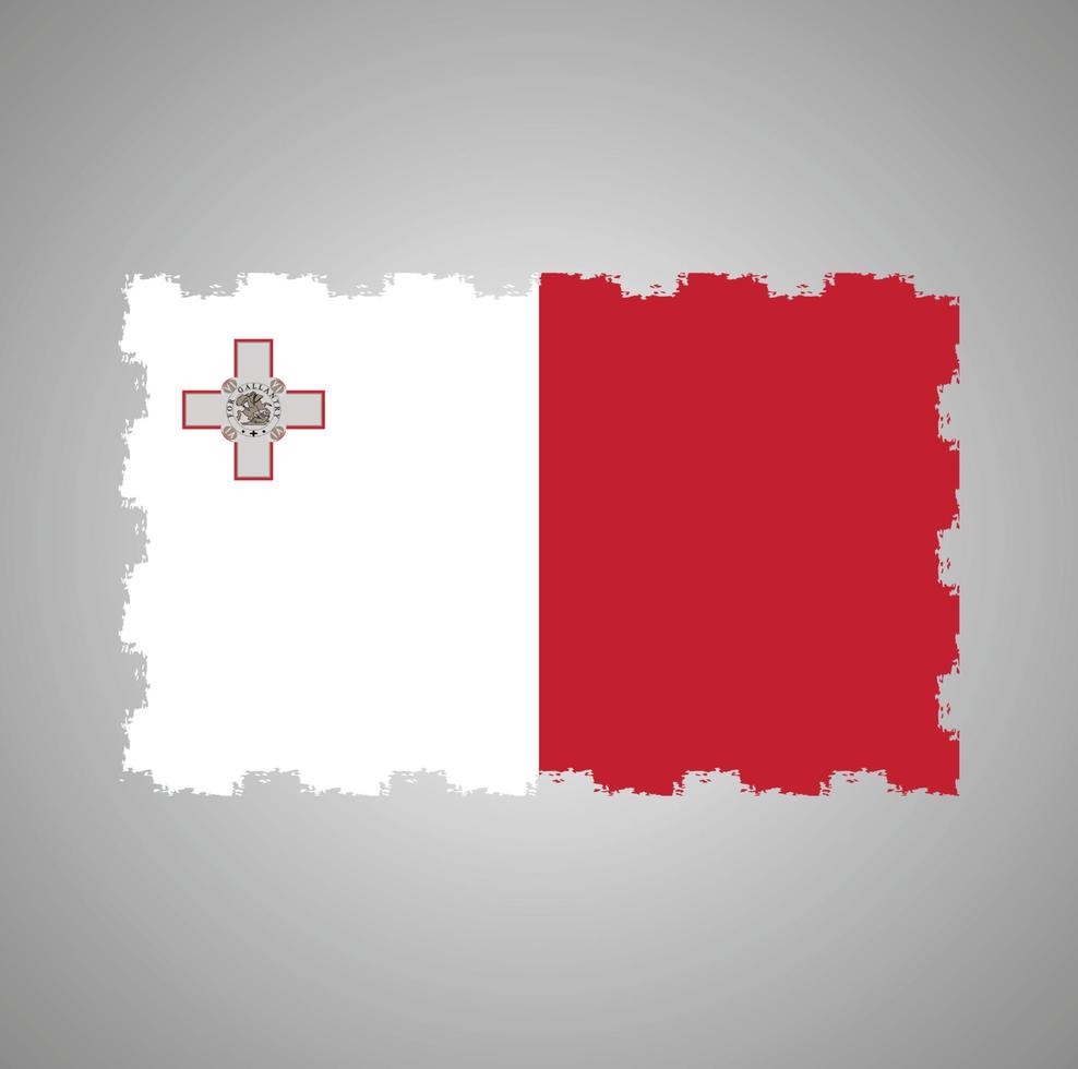 vector de bandera de malta con estilo de pincel de acuarela