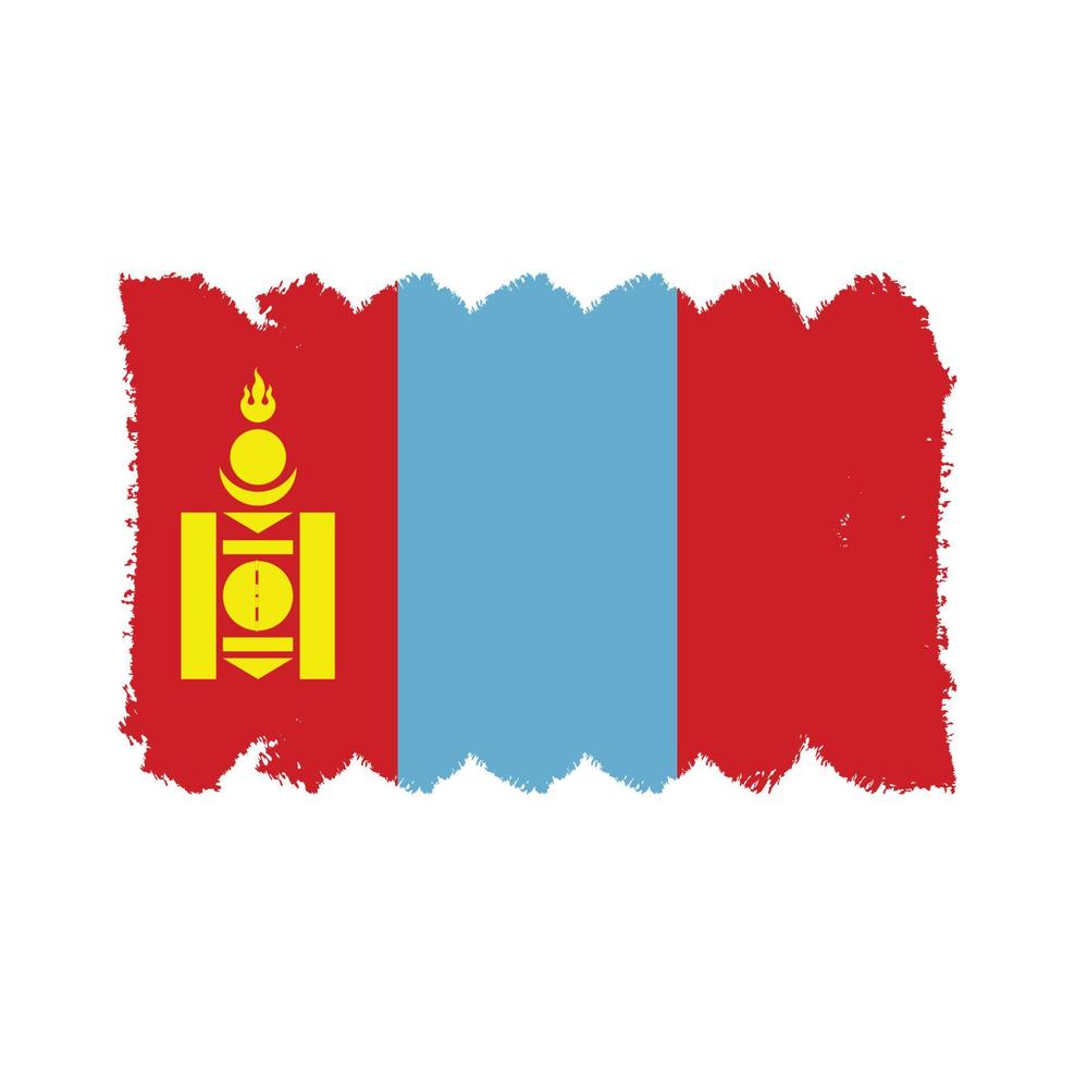 vector de bandera de mongolia con estilo de pincel de acuarela