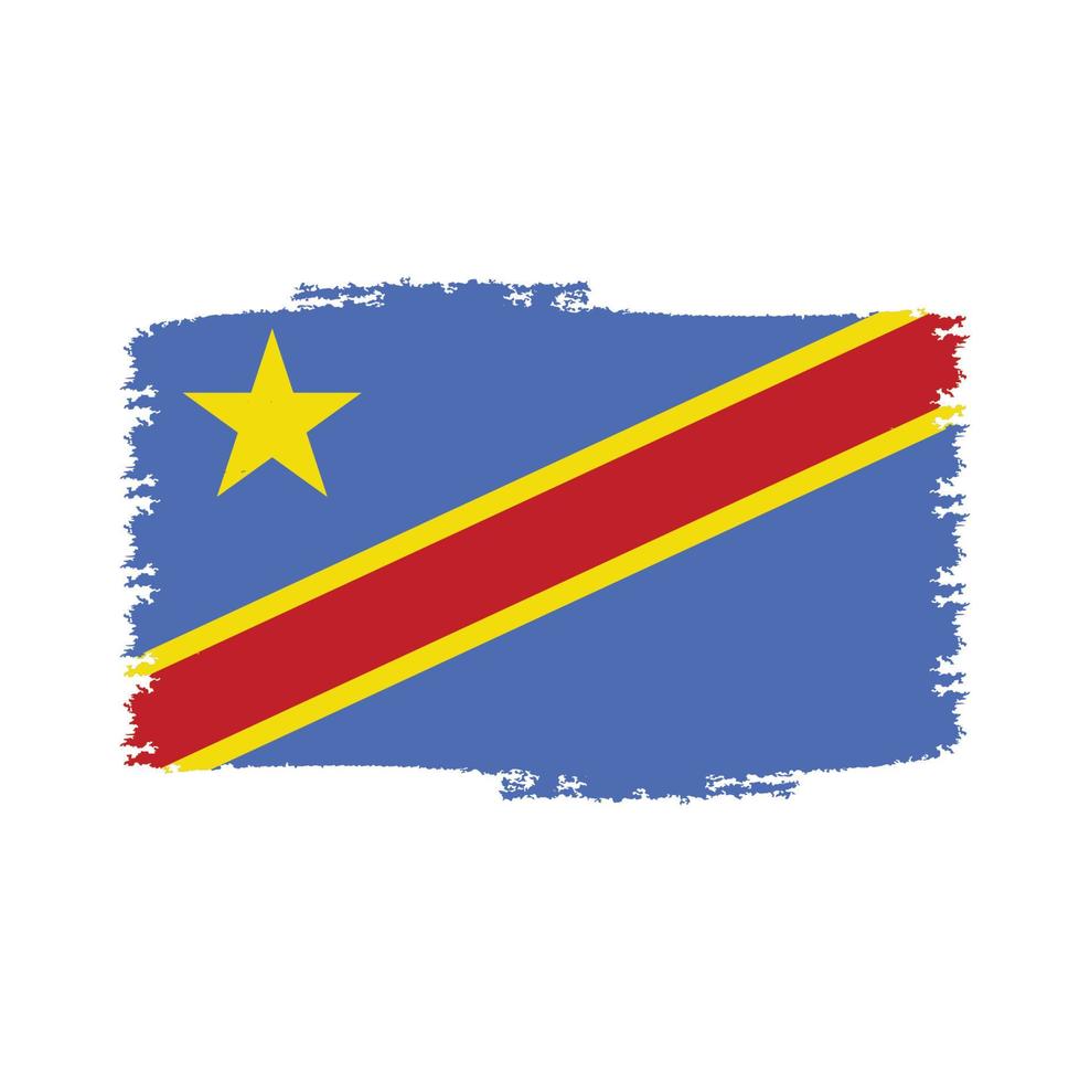 Democratic Republic Congo flag vector with watercolor brush style