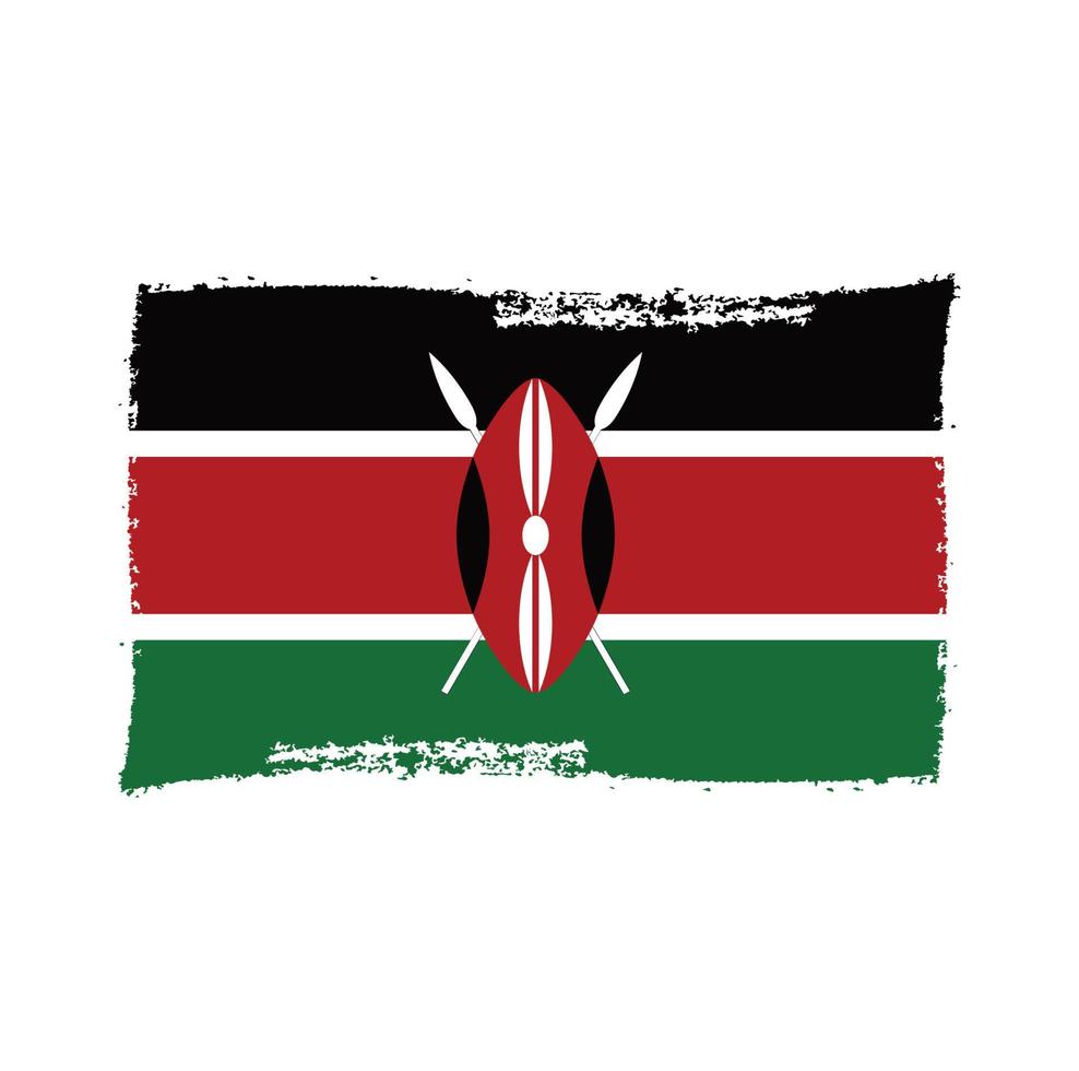Kenya  flag vector with watercolor brush style