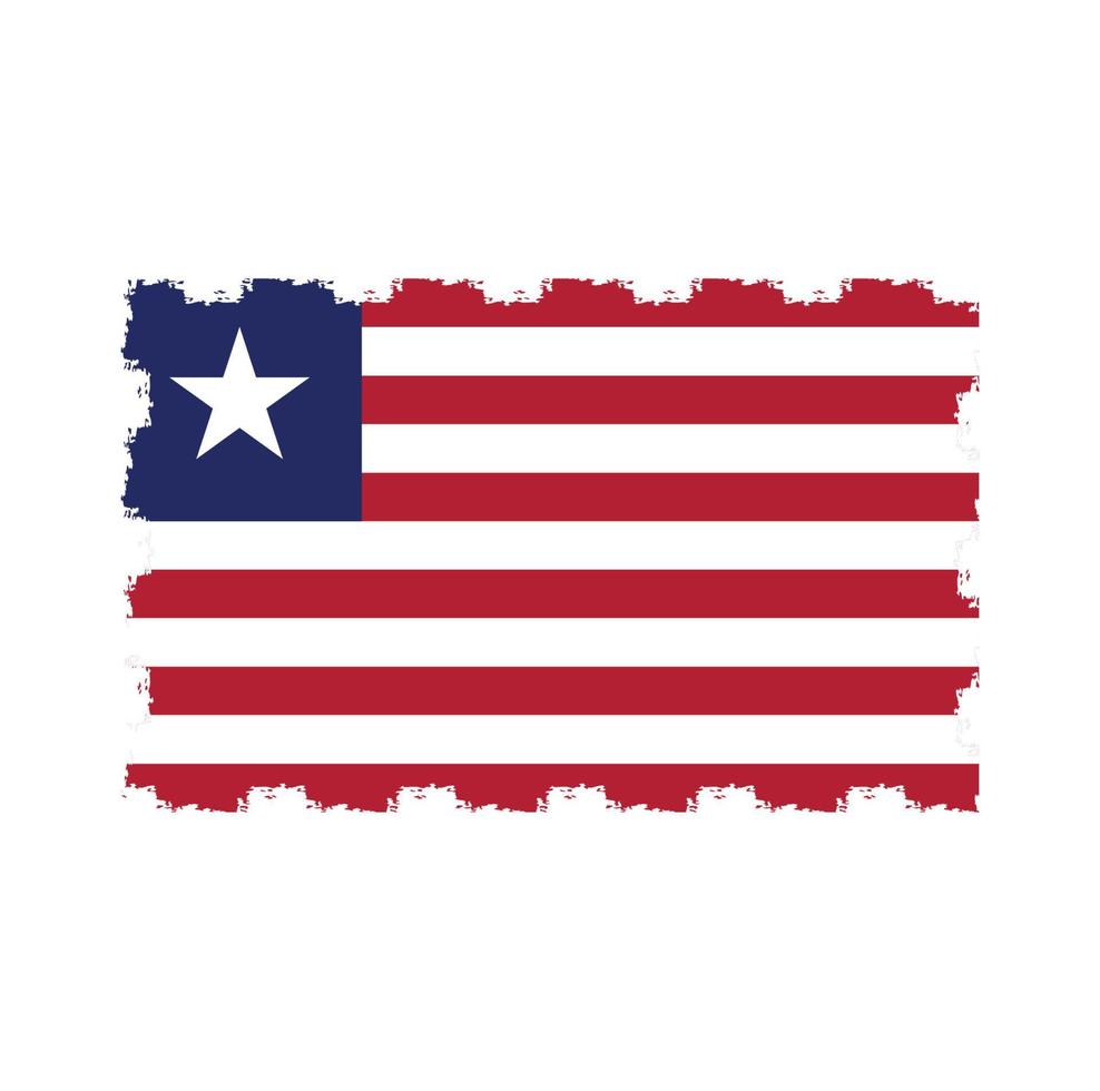Liberia flag vector with watercolor brush style