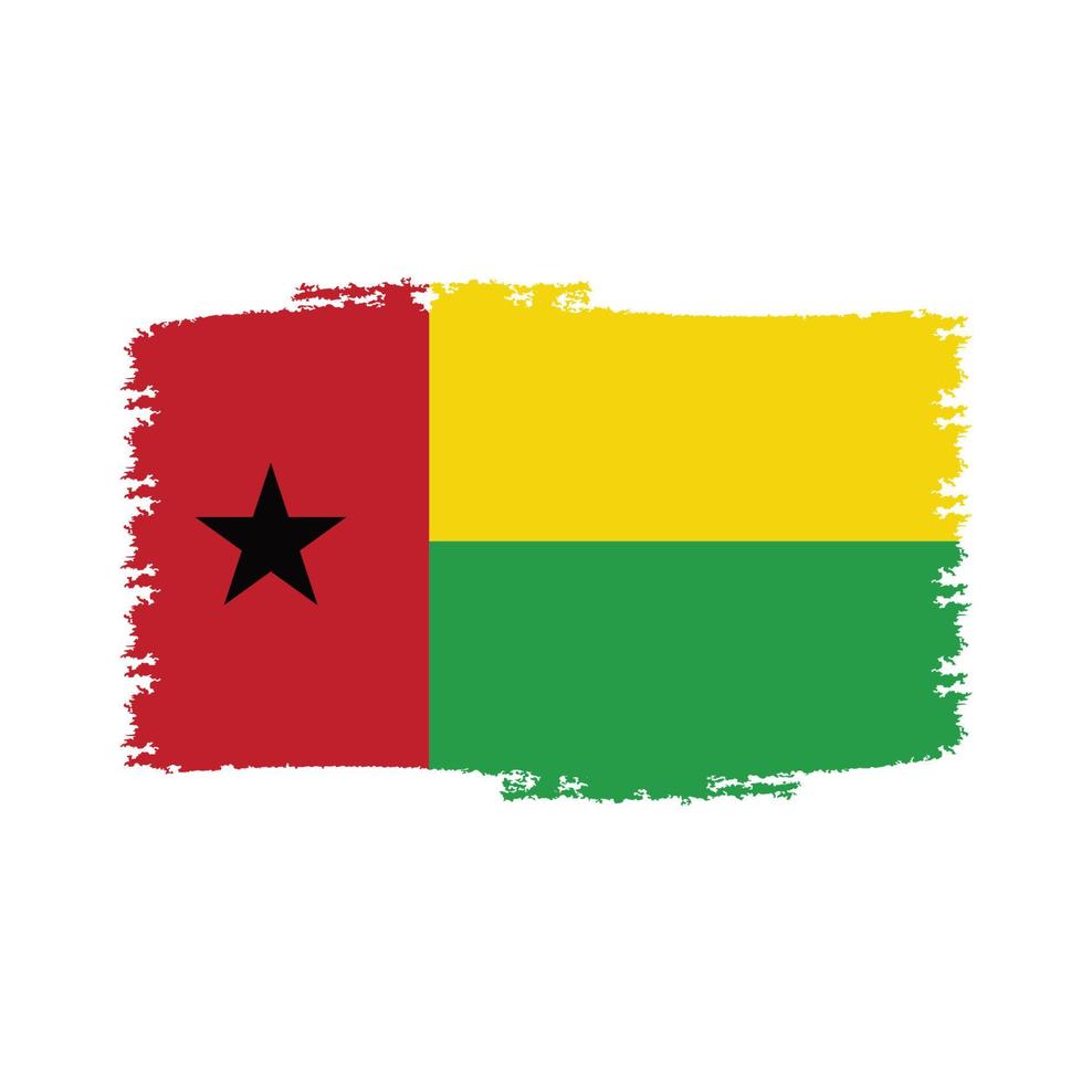 Guinea Bissau flag vector with watercolor brush style