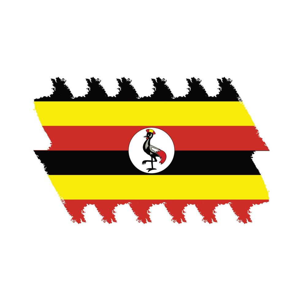 Uganda flag vector with watercolor brush style