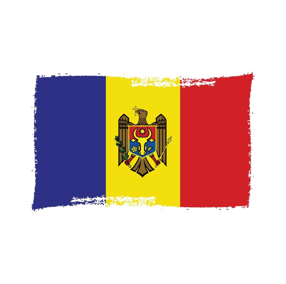 Moldova flag vector with watercolor brush style