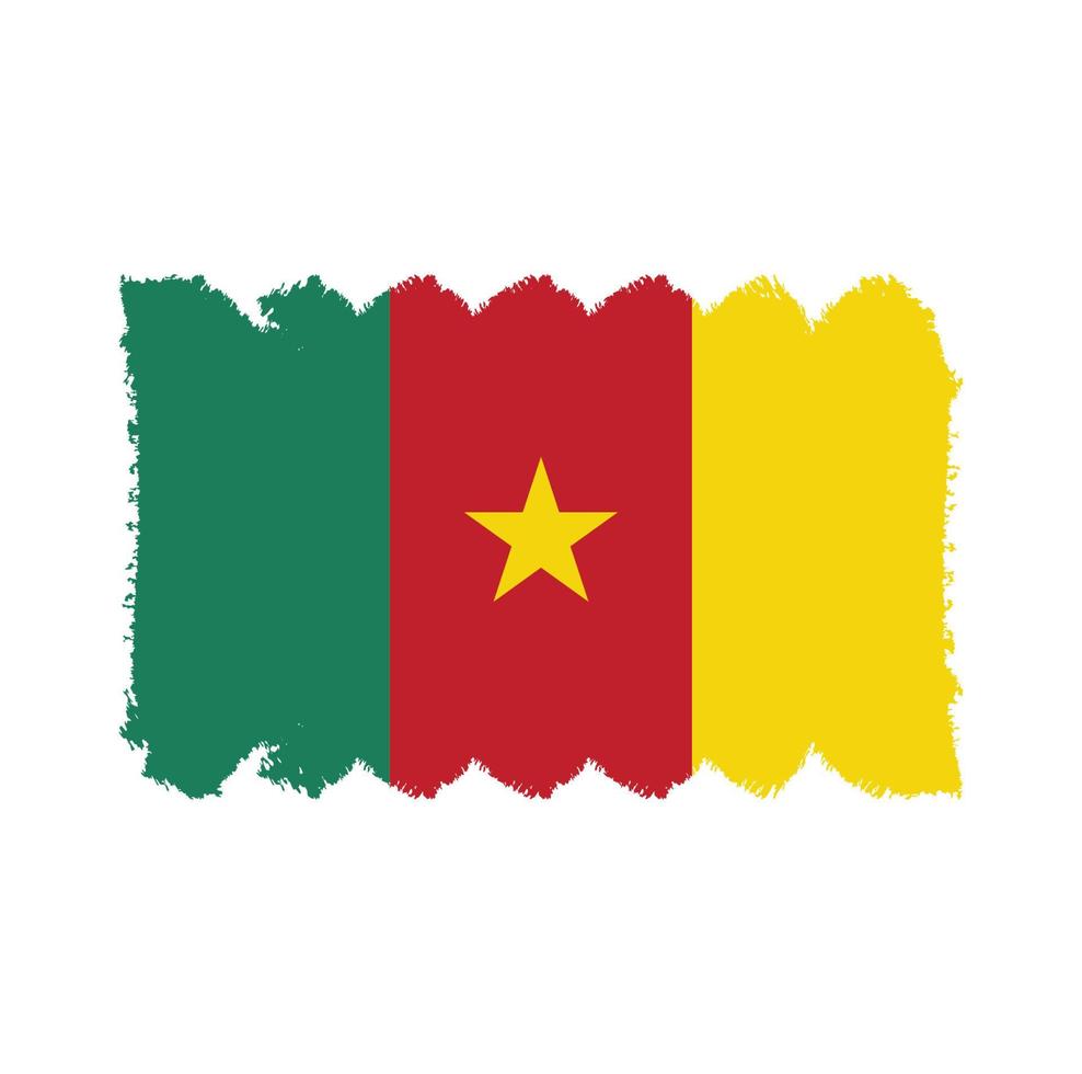 Senegal flag vector with watercolor brush style