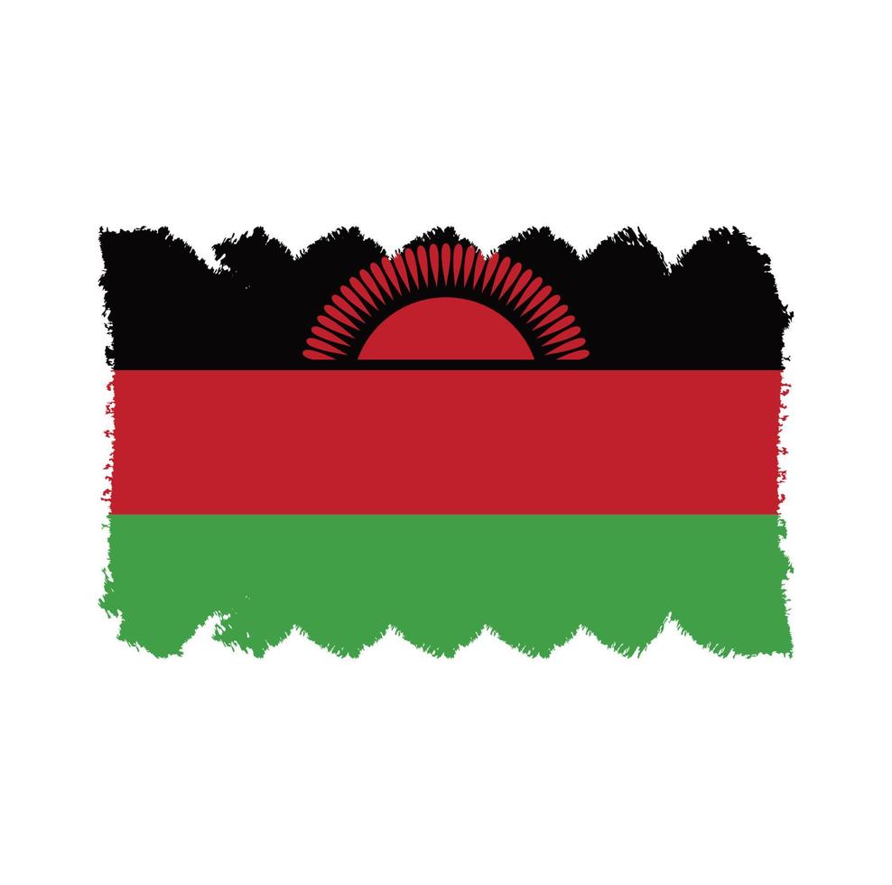 Malawi flag vector with watercolor brush style