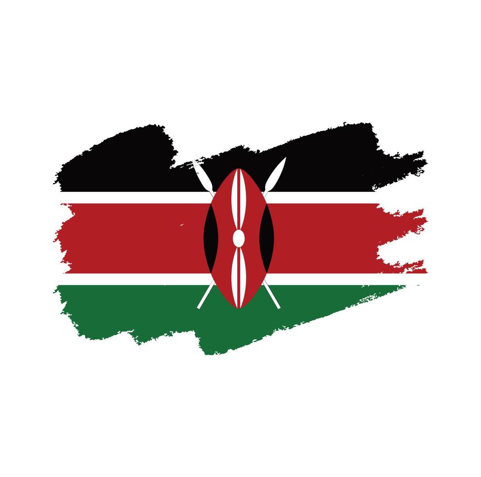 Kenya  flag vector with watercolor brush style