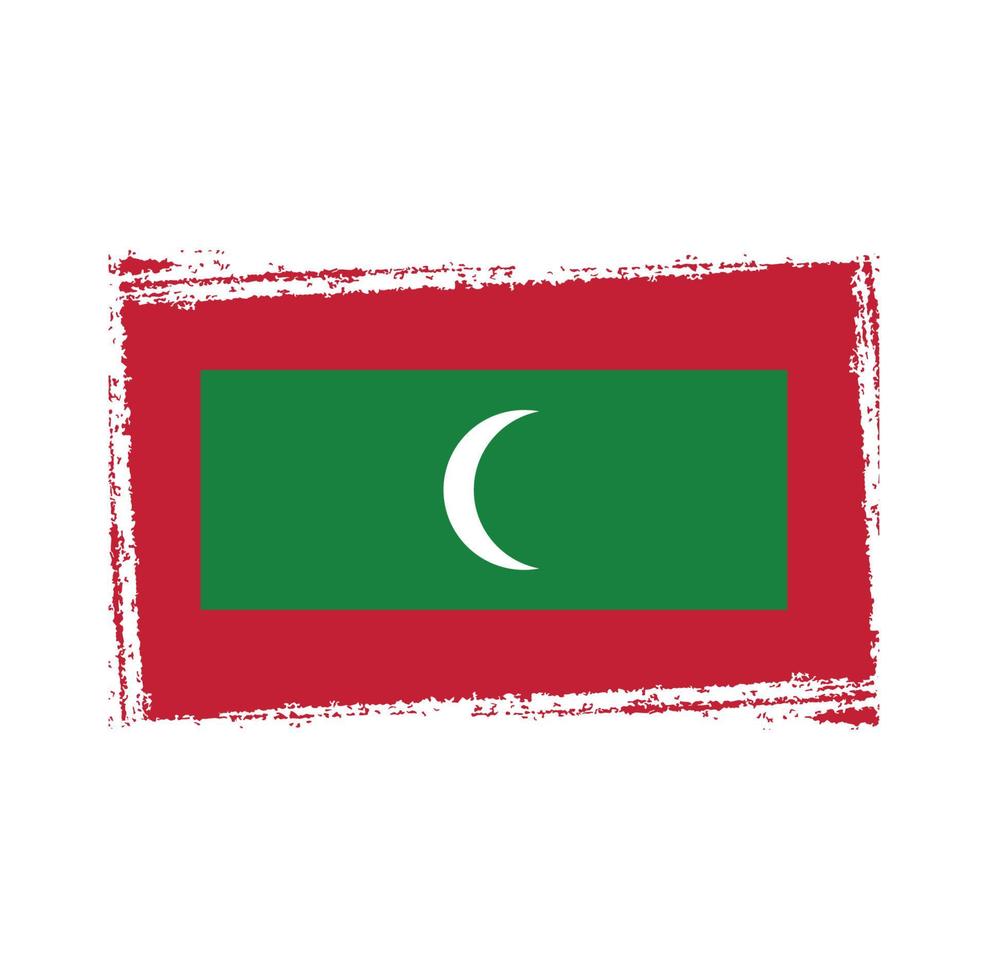 Maldives flag vector with watercolor brush style