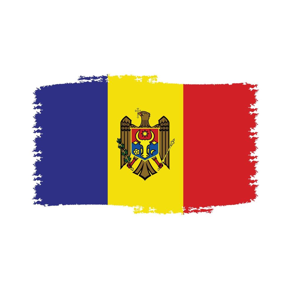 Moldova flag vector with watercolor brush style