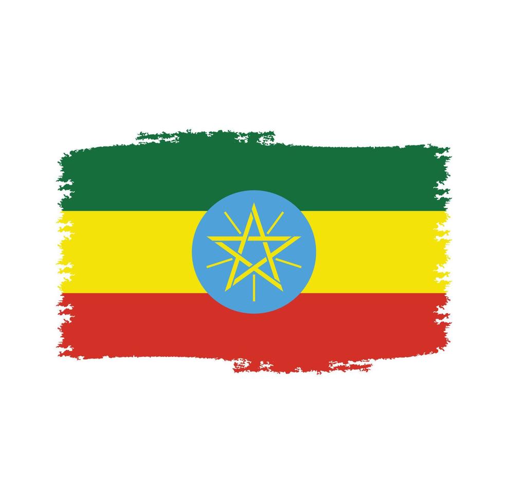 Ethiopia flag brush strokes painted vector