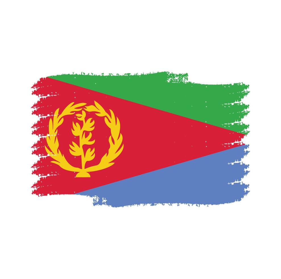 Eritrea flag vector with watercolor brush style