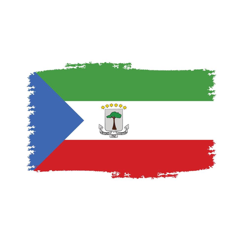 Equatorial Guinea flag vector with watercolor brush style