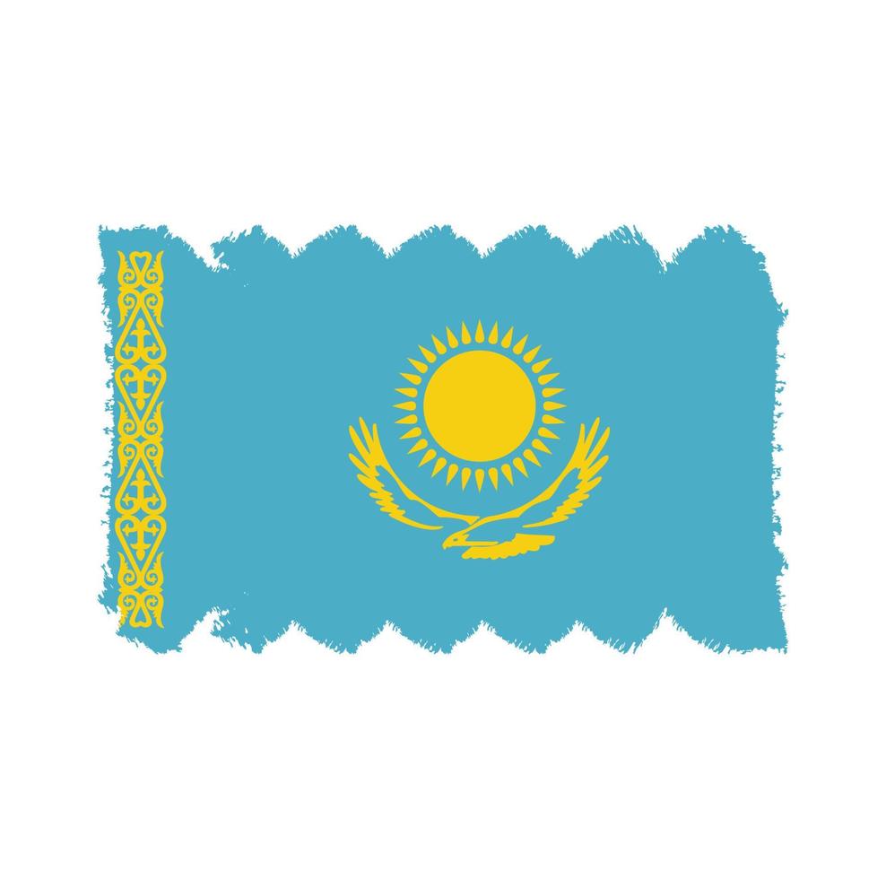Kazakhstan flag vector with watercolor brush style
