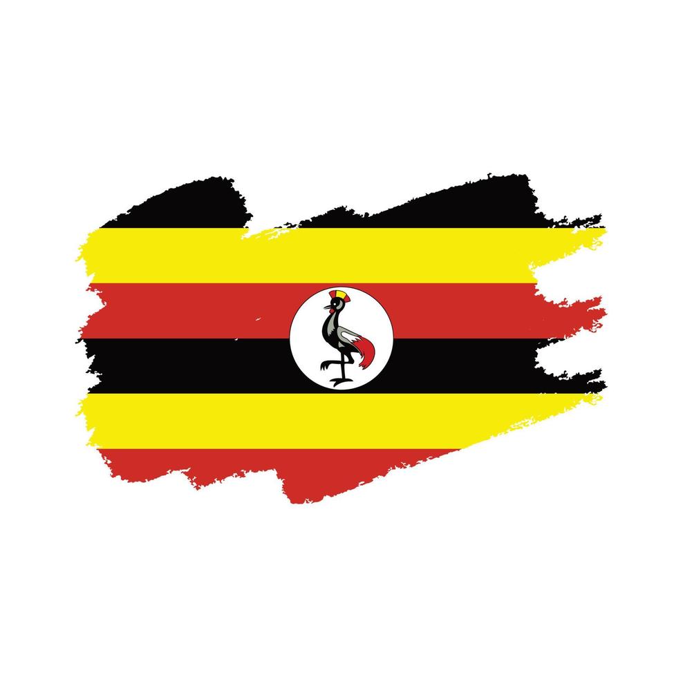 Uganda flag vector with watercolor brush style