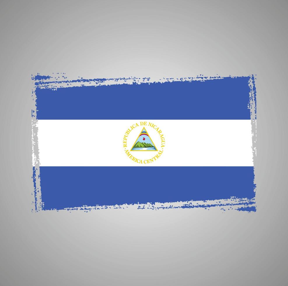 vector de bandera de nicaragua con estilo de pincel de acuarela