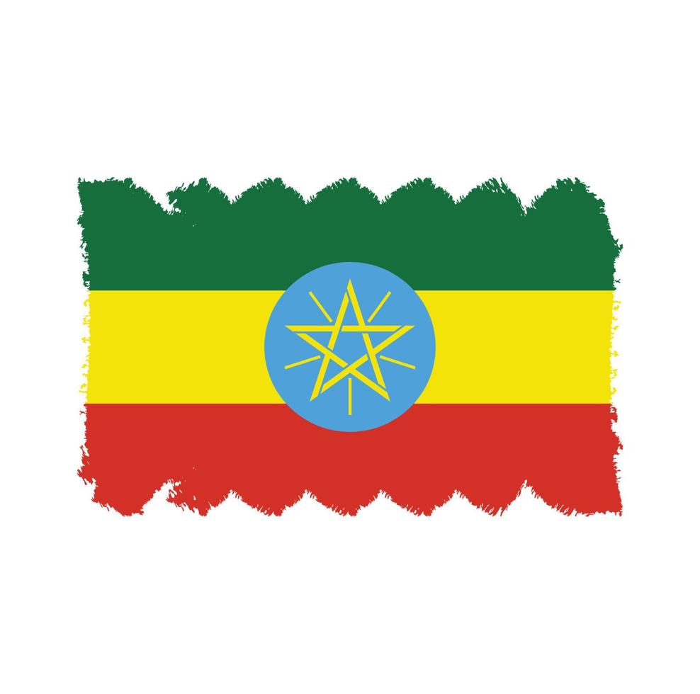 Ethiopia flag brush strokes painted vector