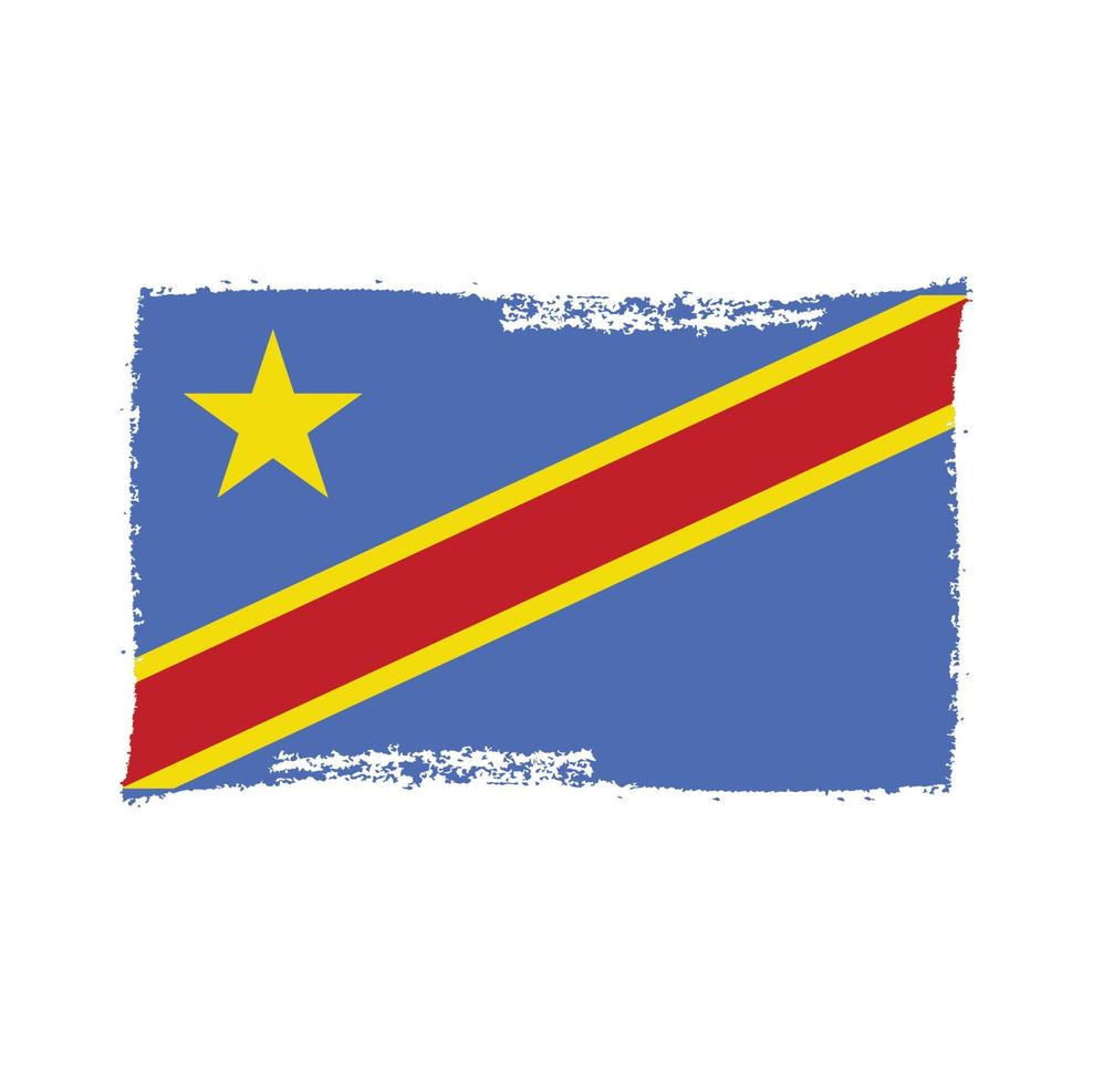 vector de bandera de la república democrática del congo con estilo de pincel de acuarela