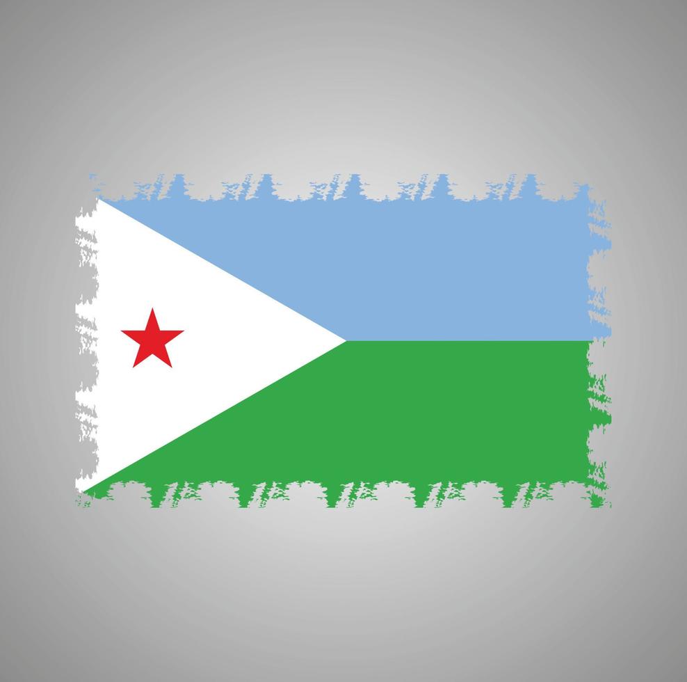 Djibouti flag vector with watercolor brush style