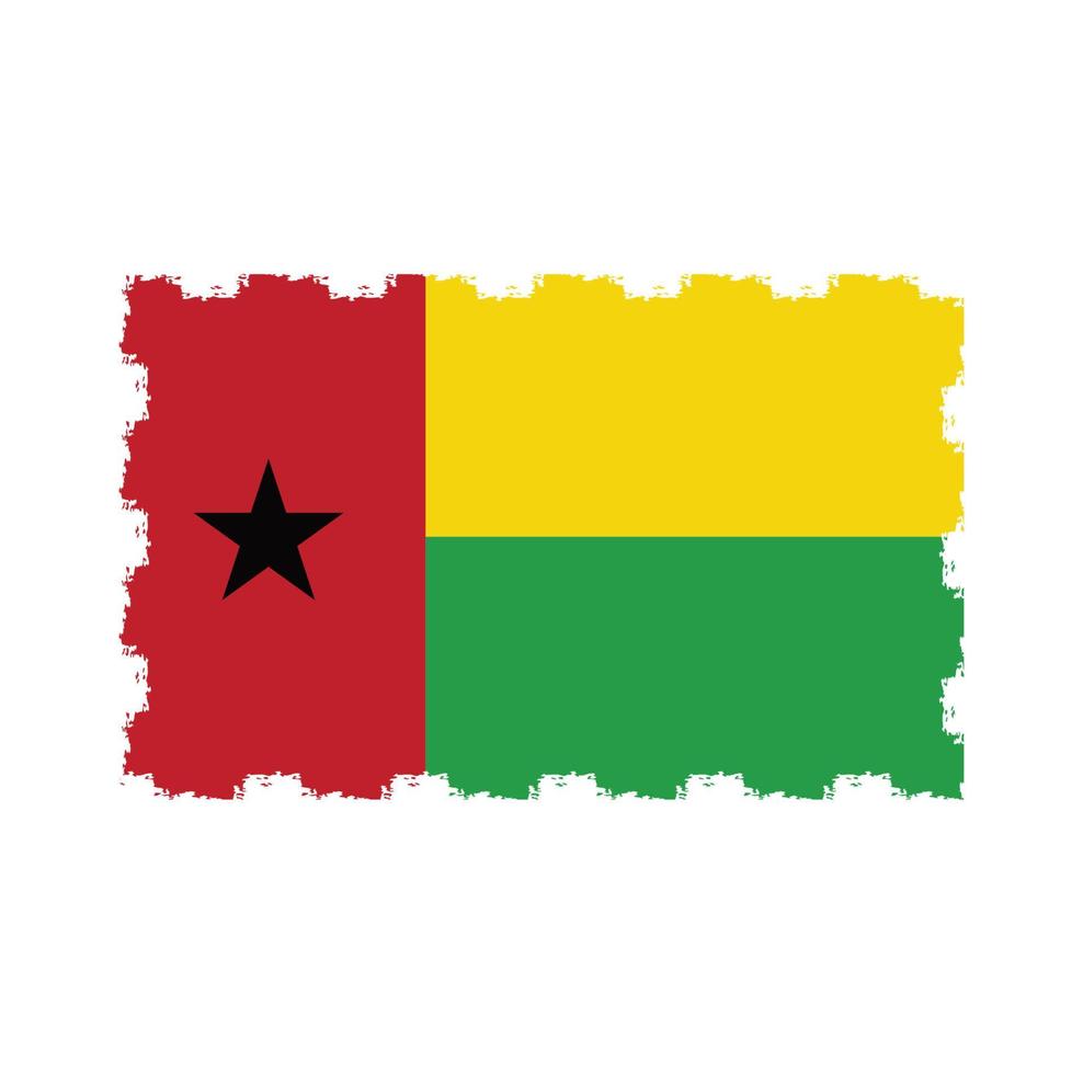 Guinea Bissau flag vector with watercolor brush style