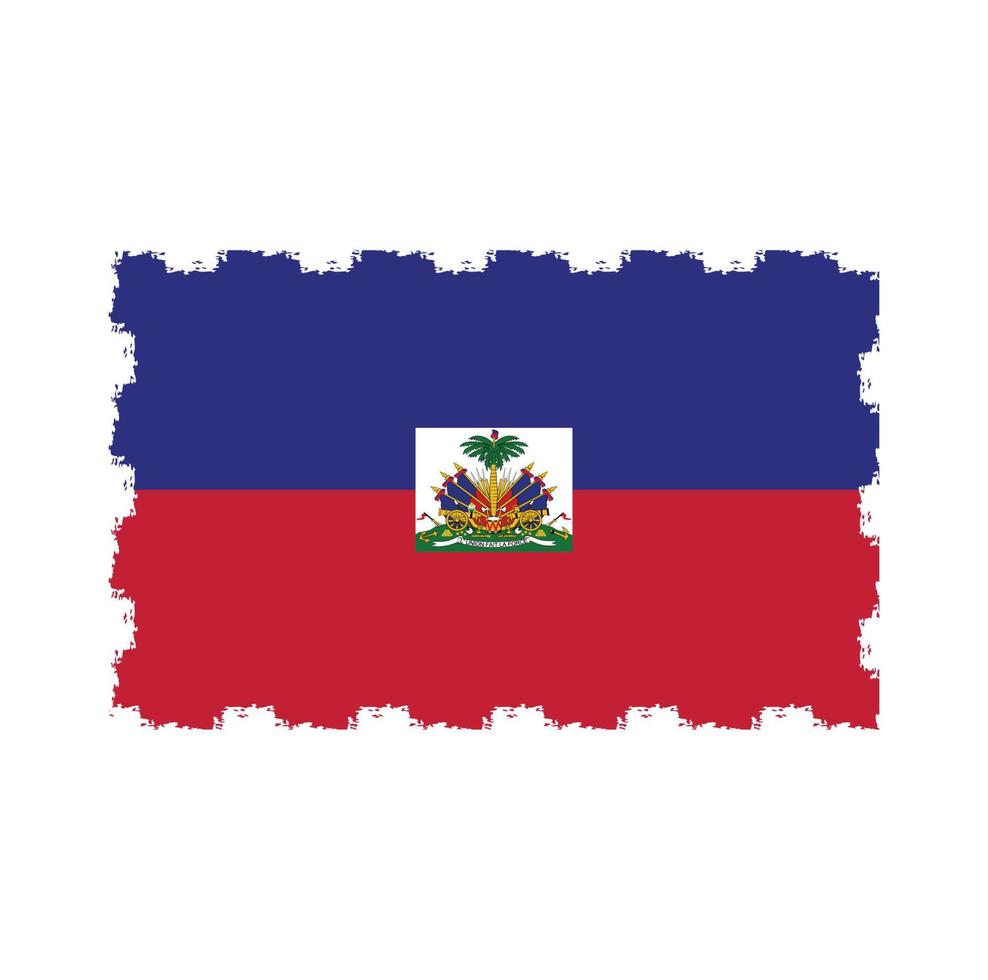 Haiti flag vector with watercolor brush style