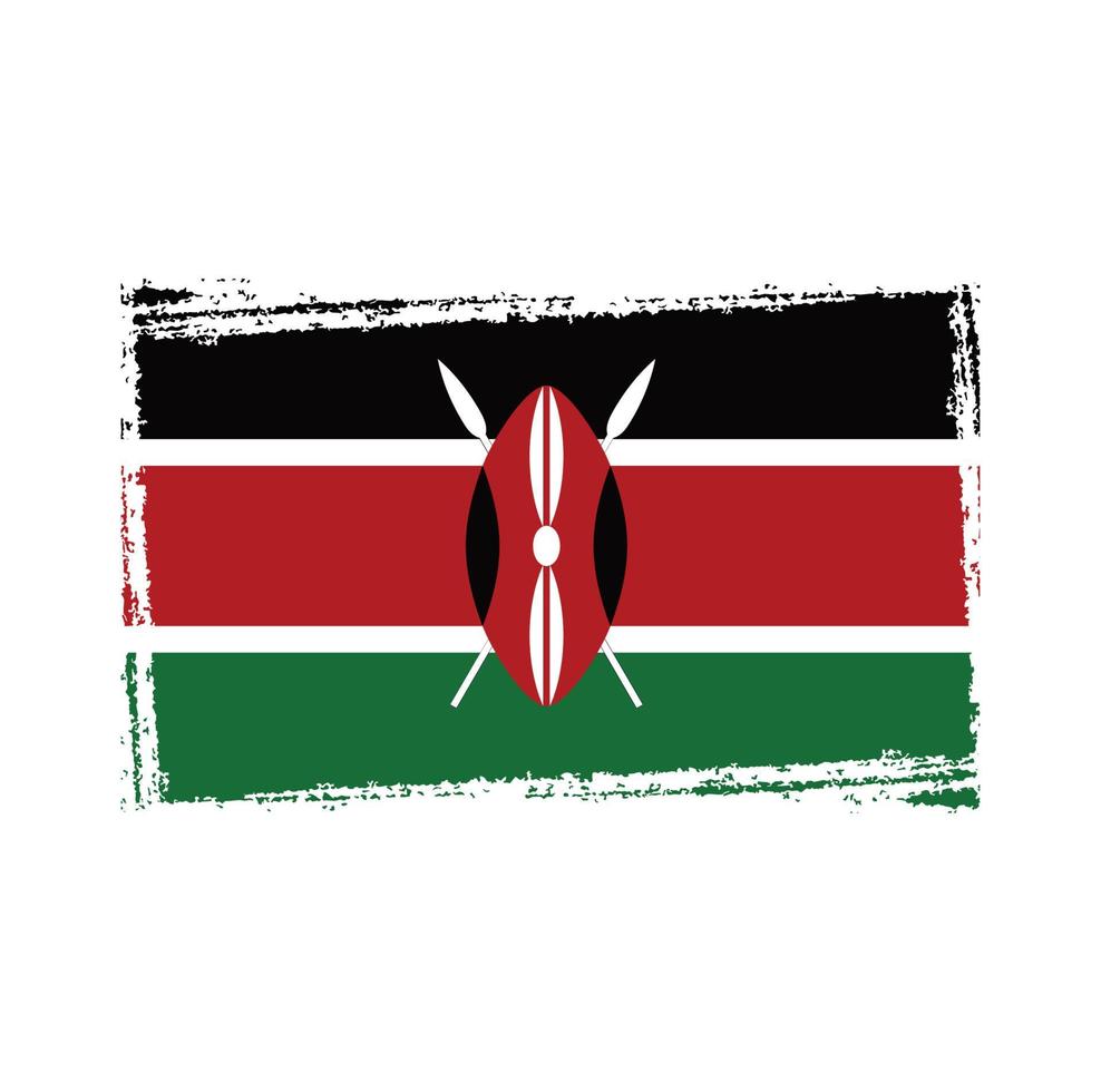 Kenya  flag vector with watercolor brush style