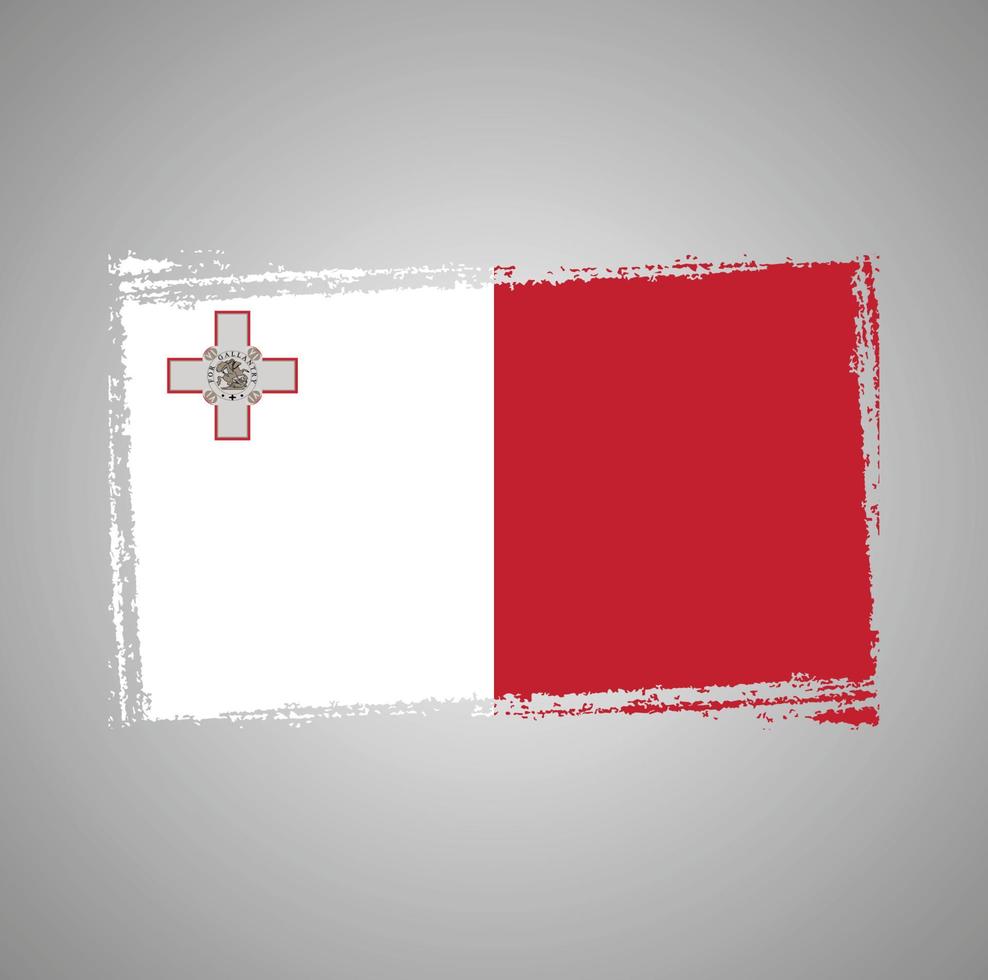 vector de bandera de malta con estilo de pincel de acuarela