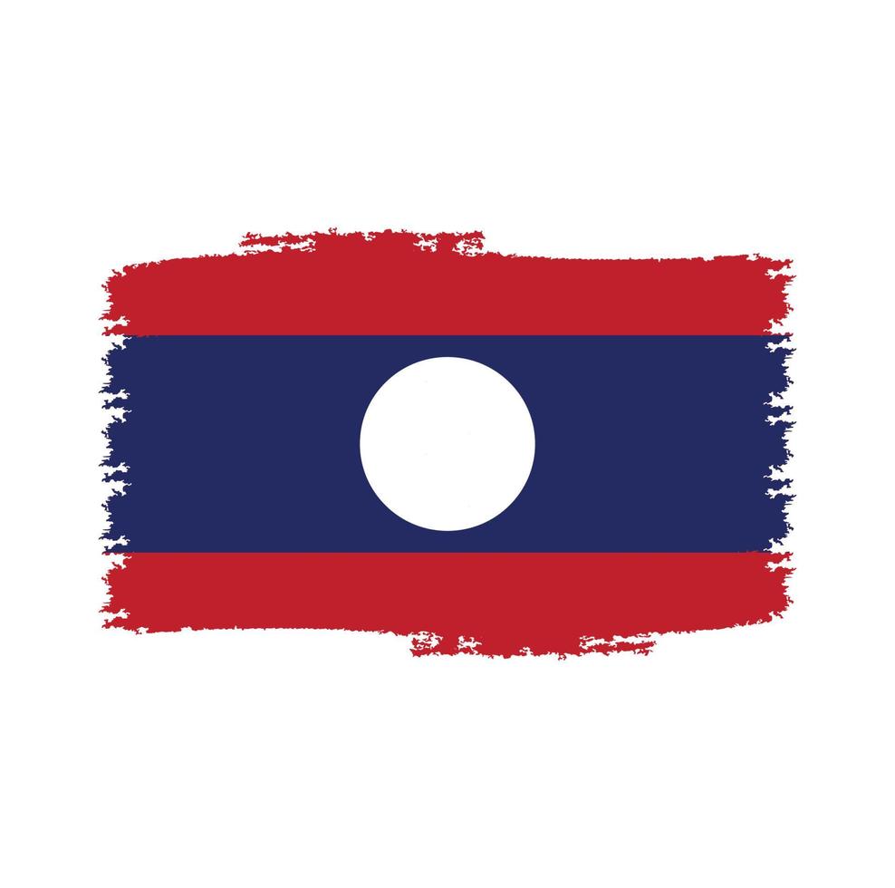 trazos de pincel de bandera de laos pintados vector