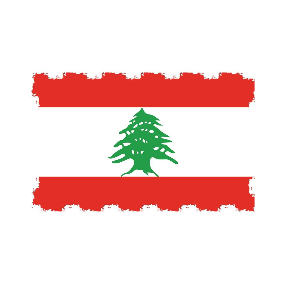 trazos de pincel de bandera de líbano pintados vector