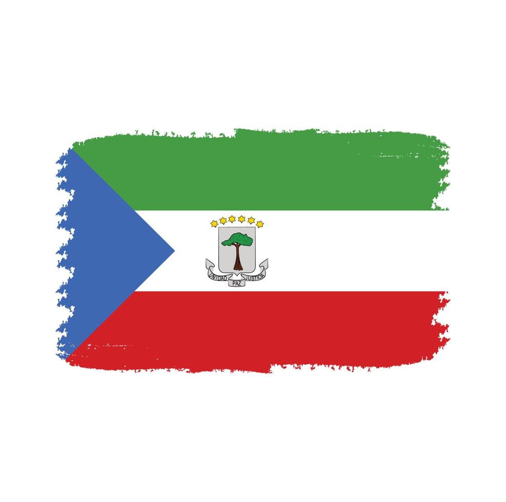 Equatorial Guinea flag vector with watercolor brush style