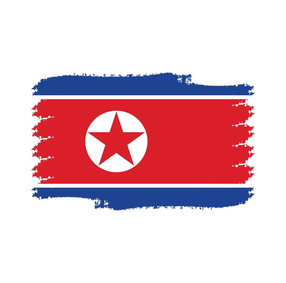 North Korea flag vector with watercolor brush style