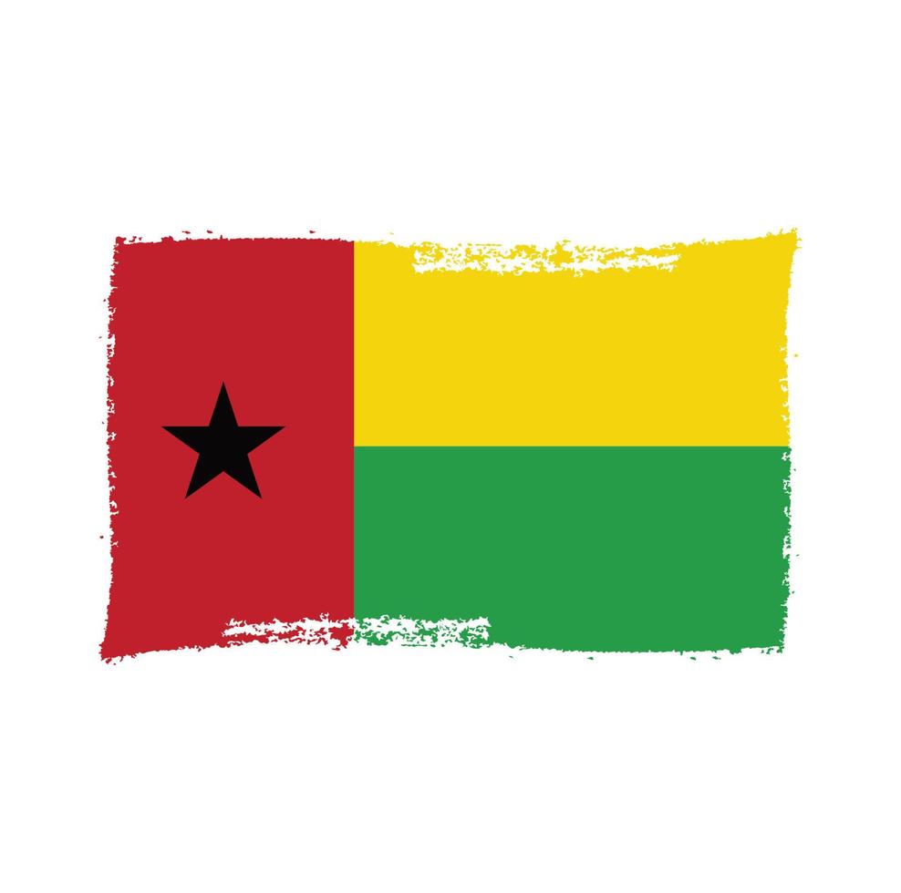 Guinea Bissau flag vector with watercolor brush style