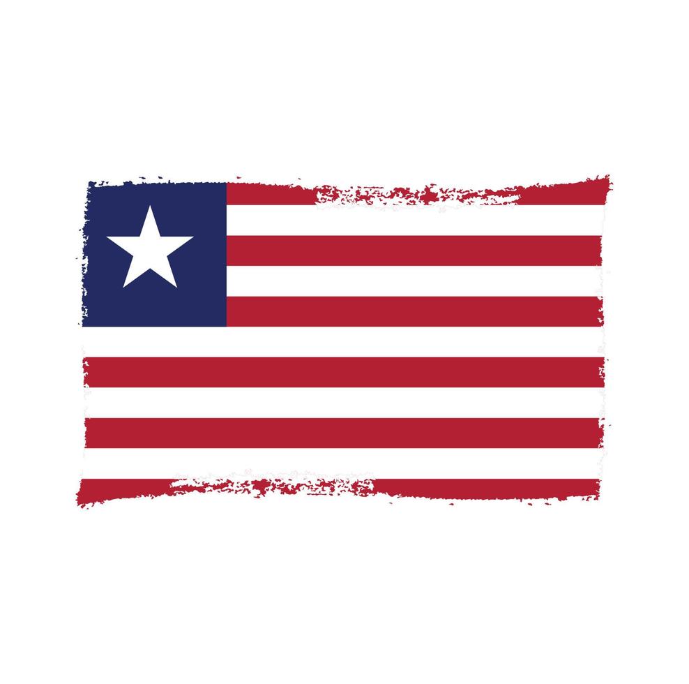 Liberia flag vector with watercolor brush style
