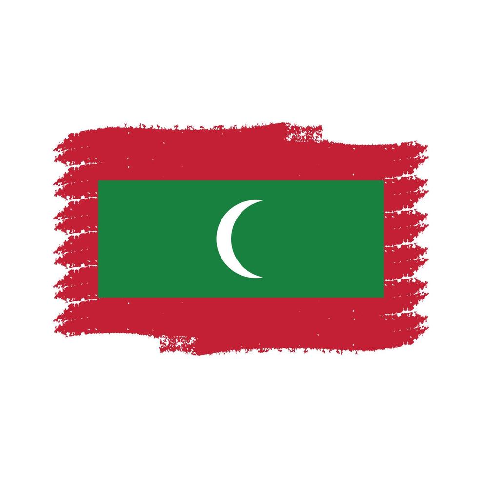 Maldives flag vector with watercolor brush style