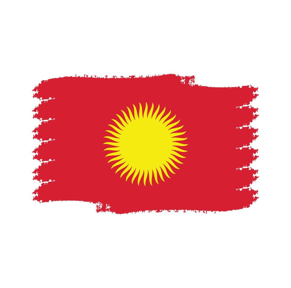 Kyrgyzstan flag vector with watercolor brush style