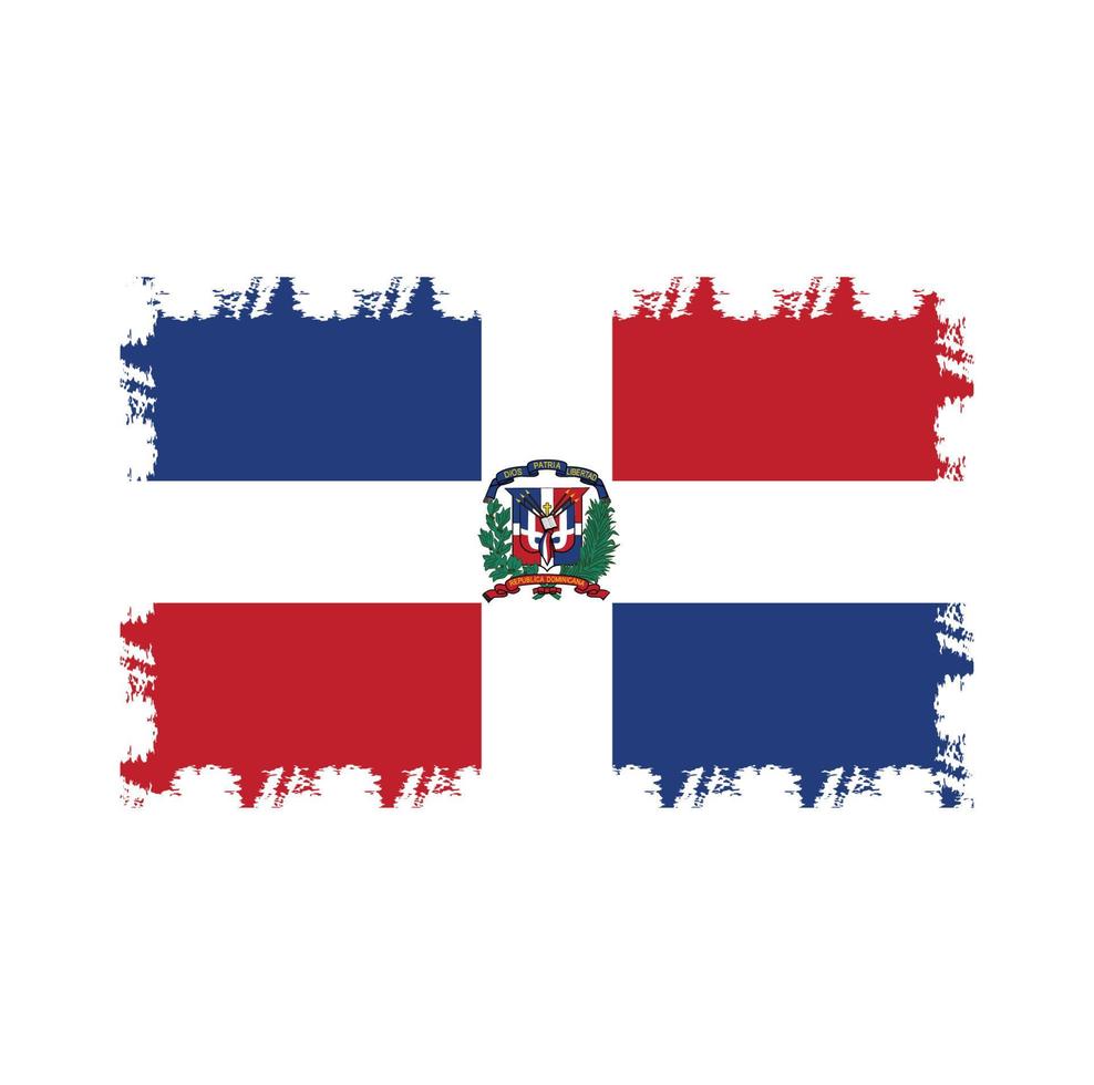 Republic Dominican flag brush strokes painted vector