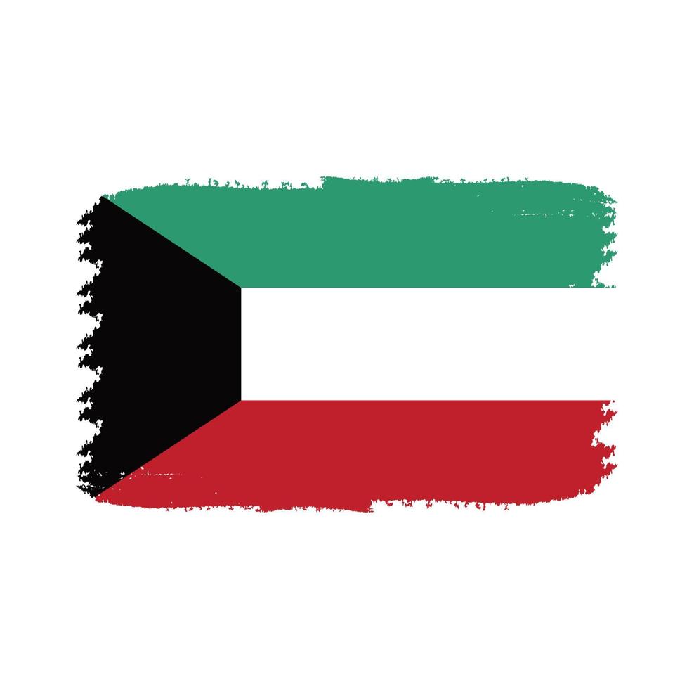 Kuwait flag vector with watercolor brush style