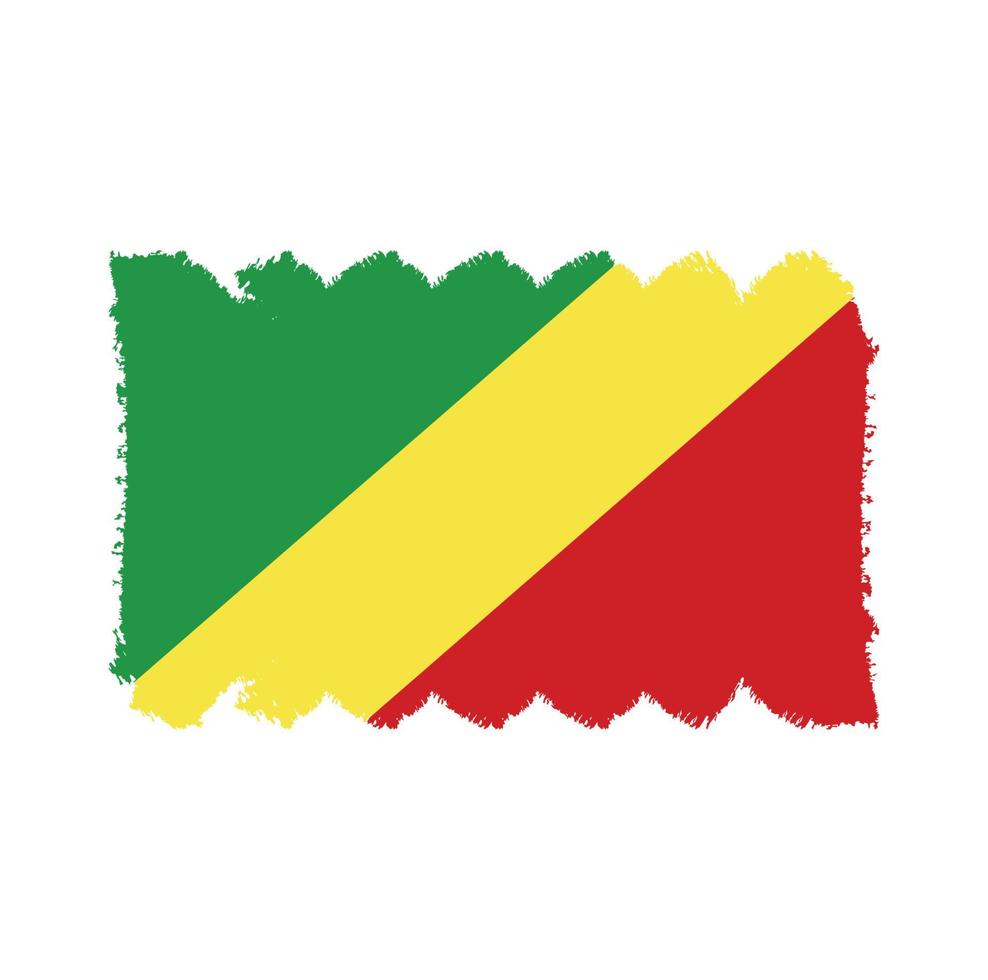 Republic Congo flag vector with watercolor brush style