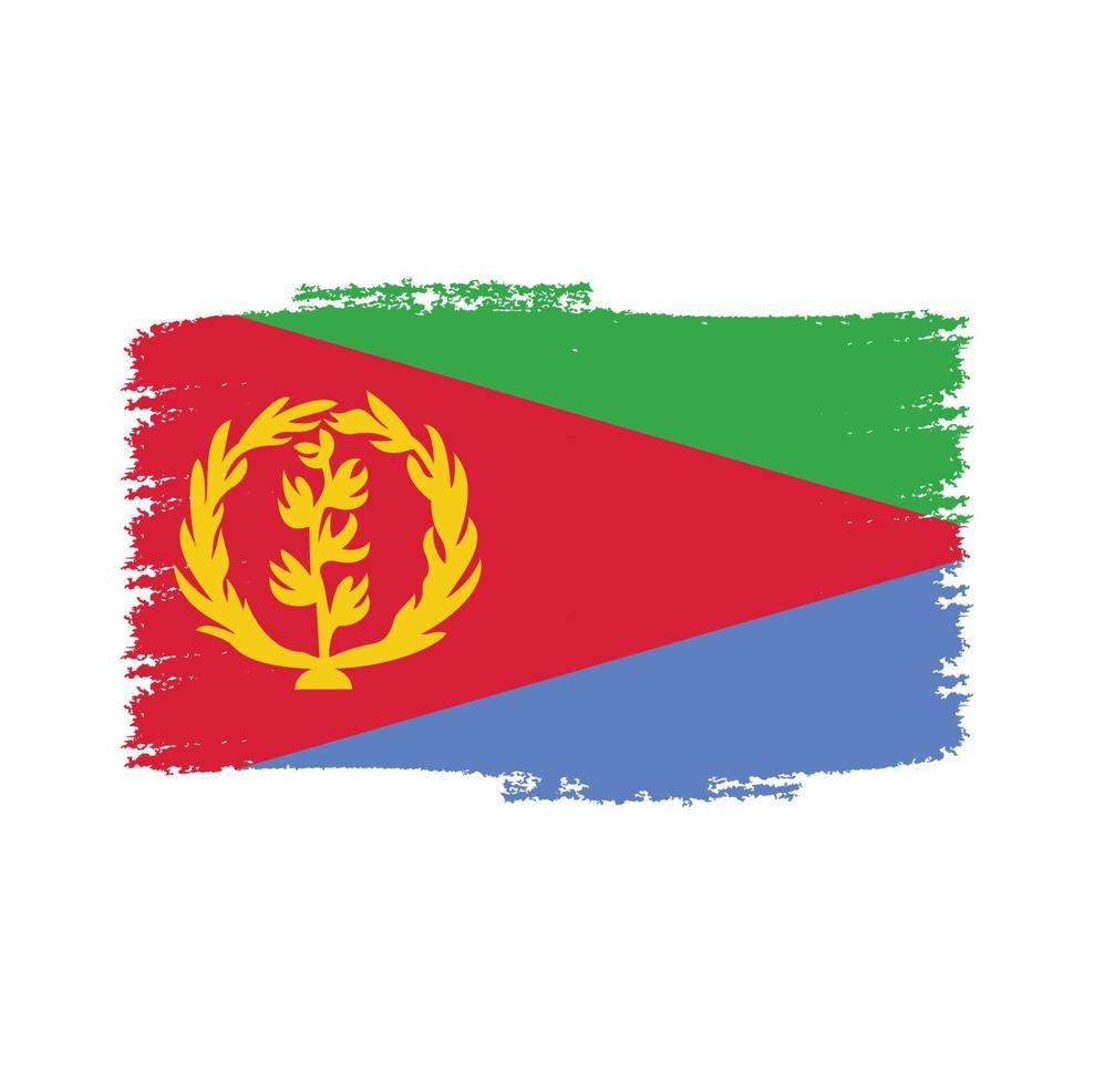 Eritrea flag vector with watercolor brush style