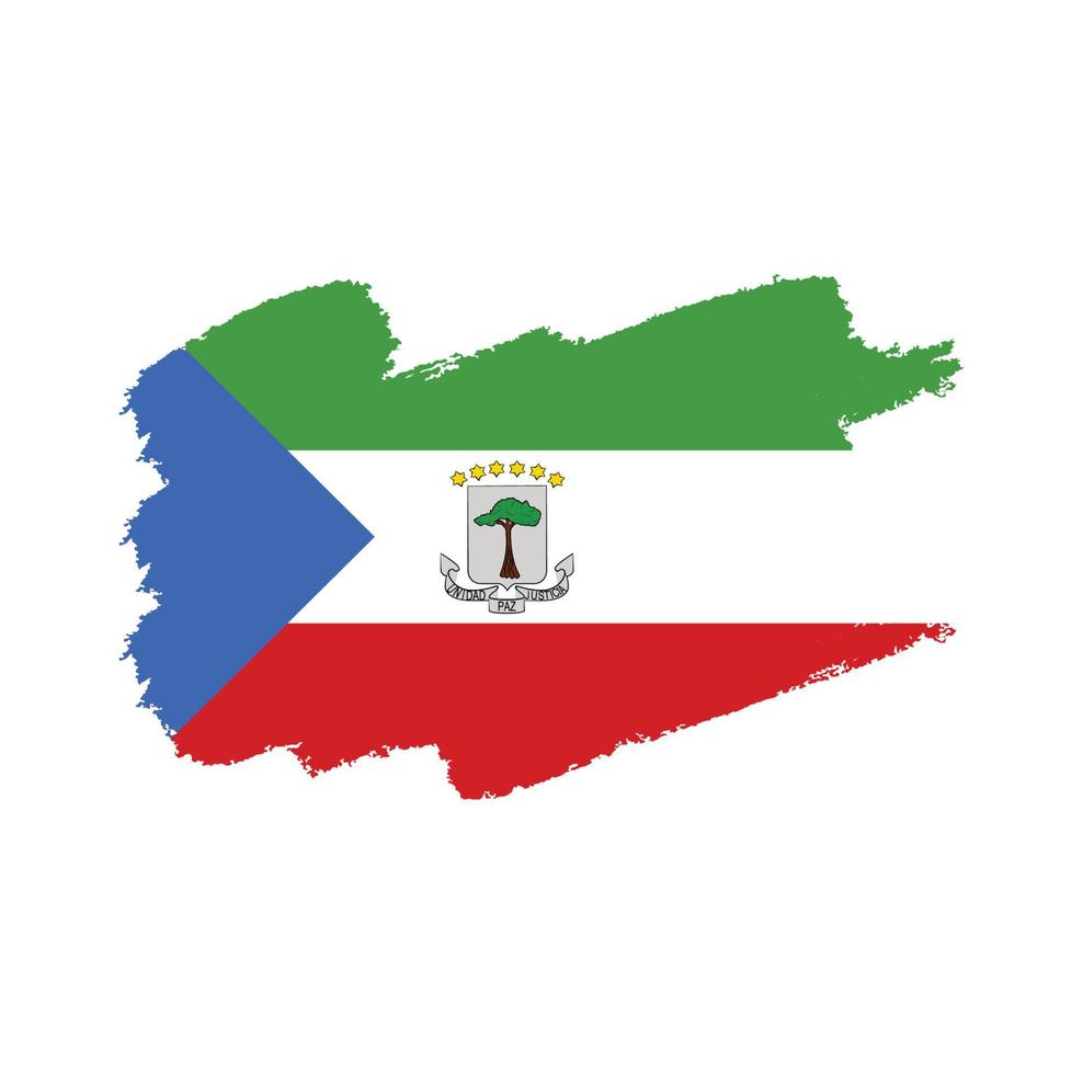 Equatorial Guinea flag vector with watercolor brush style