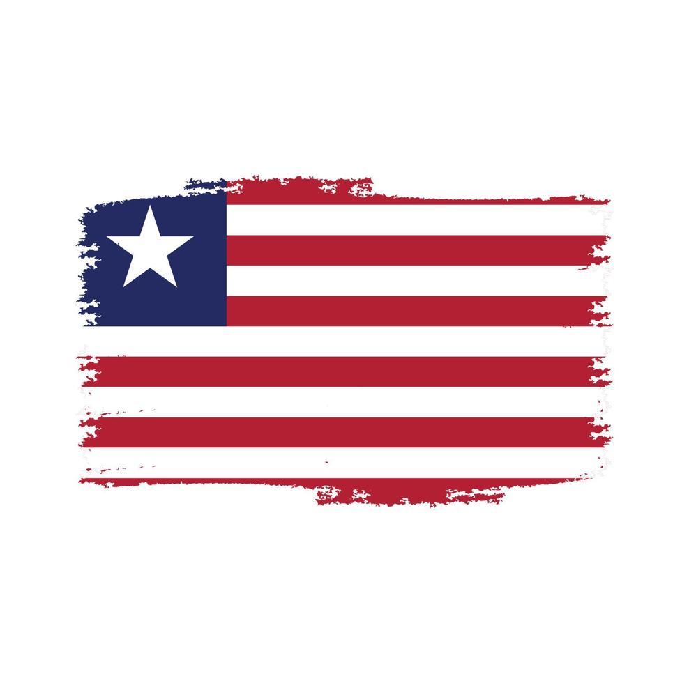 Liberia flag vector with watercolor brush style