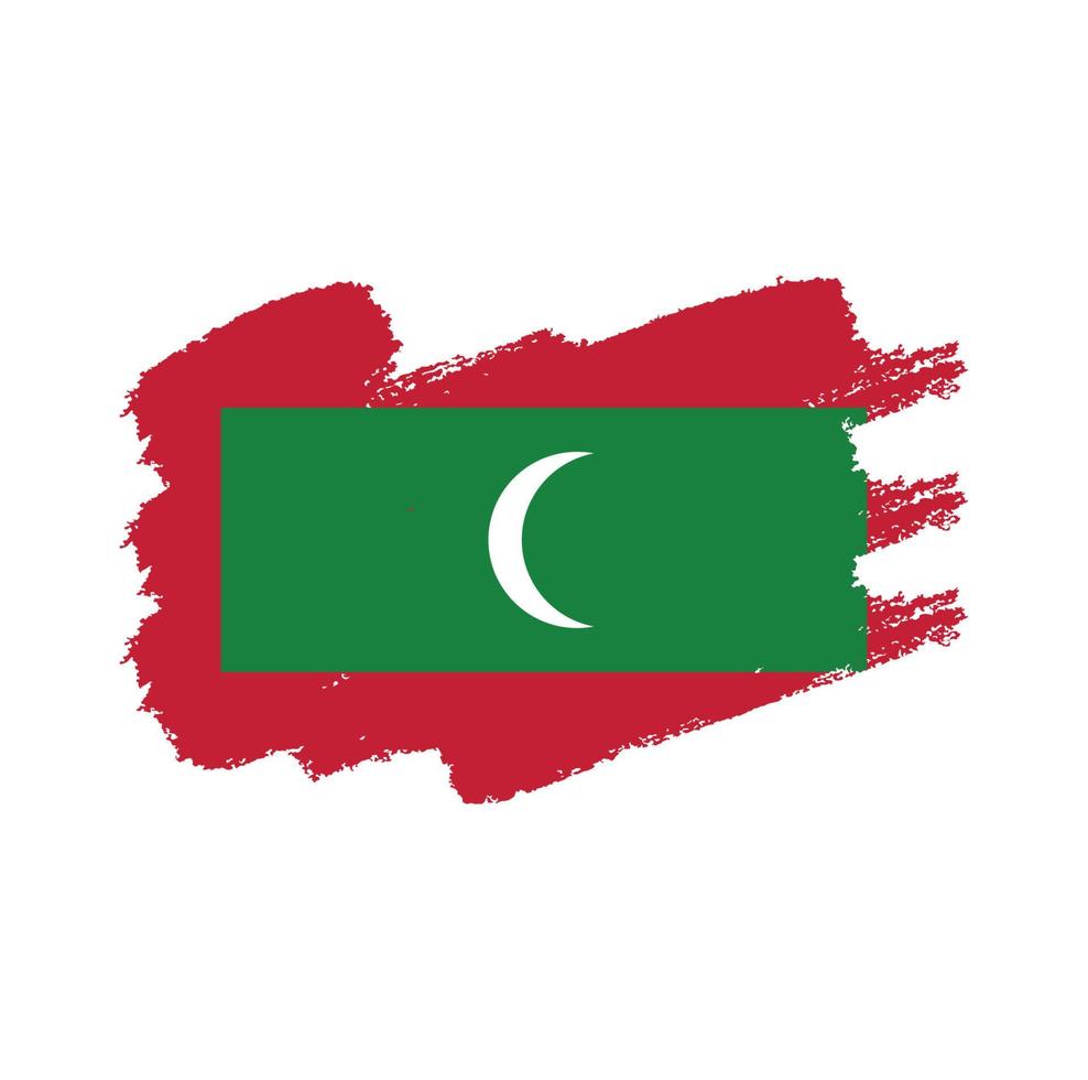 Maldives flag vector with watercolor brush style