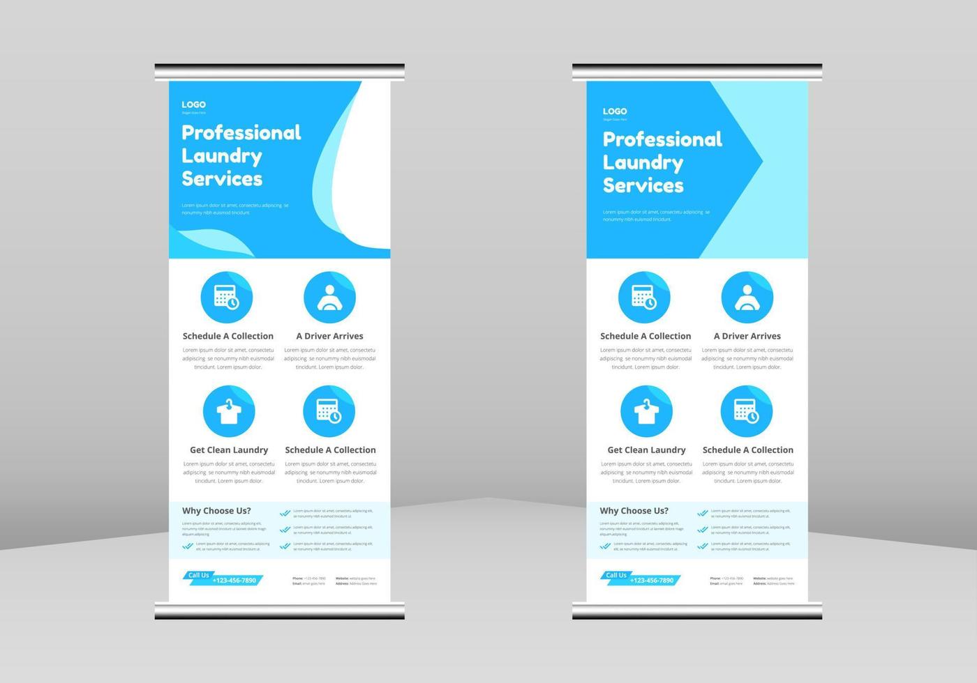 Laundry Service Roll Up Banner Design, Laundry Service leaflet design, Laundry Service poster template, Laundry Service Roll Up Promotional Service Banner Design, Laundry Cleaning DL Flyer vector