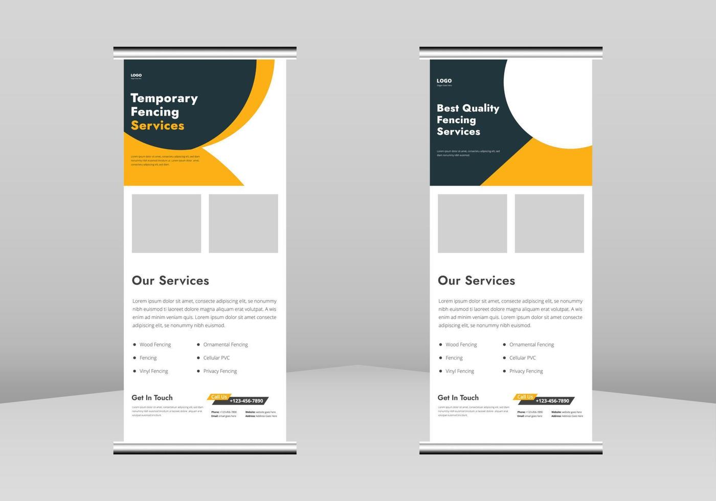 Fence service Roll up Banner Design, Fencing and gate service poster Roll up leaflet template. Fencing contractor service poster template. Fence service poster DL Flyer vector