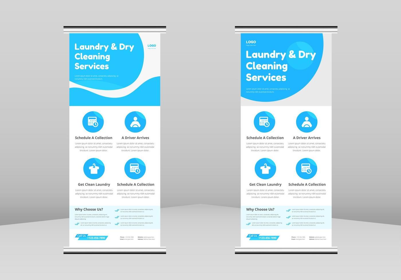 Laundry Service Roll Up Banner Design, Laundry Service leaflet design, Laundry Service poster template, Laundry Service Roll Up Promotional Service Banner Design, Laundry Cleaning DL Flyer vector