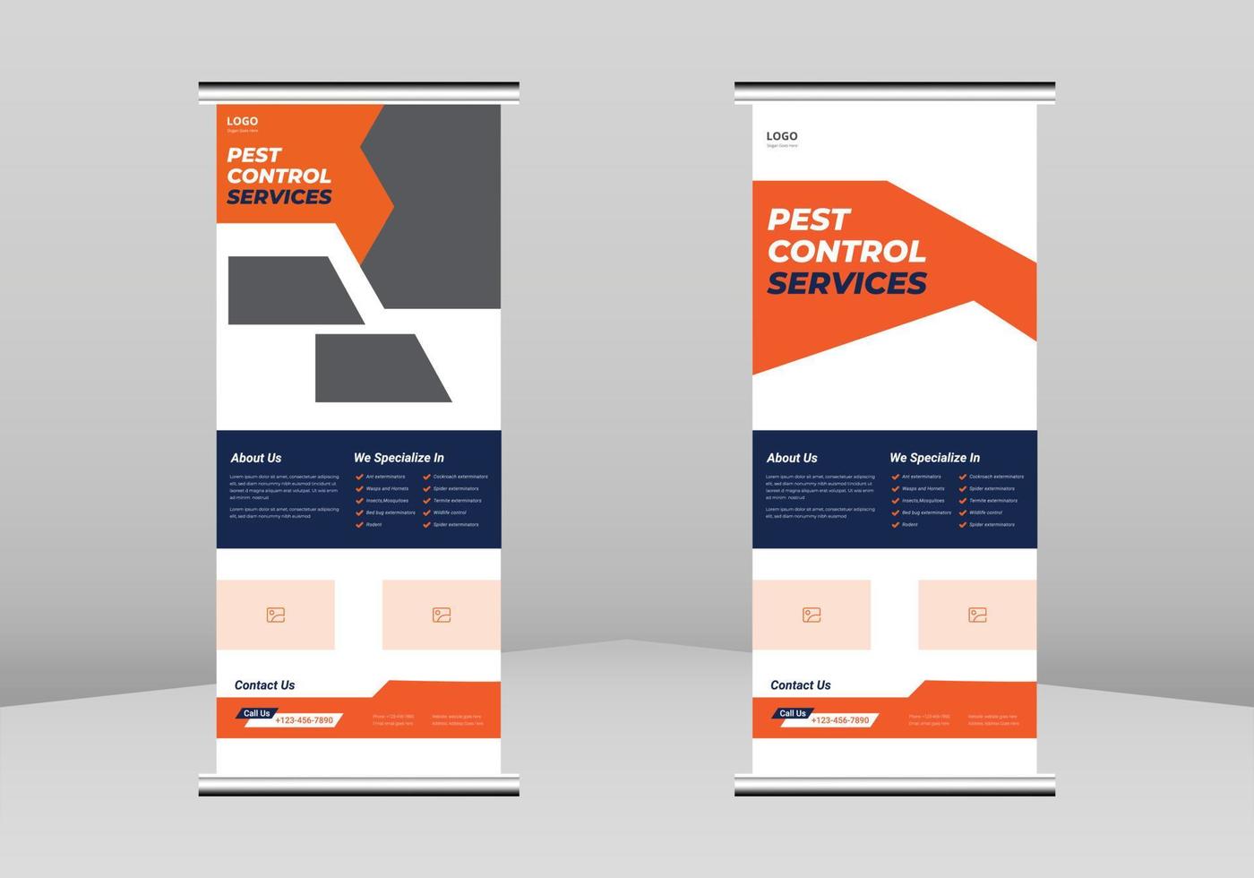 Pest control Roll up Banner Design, Pest prevention poster Roll up leaflet template. Pest control experts poster template. Pest control service poster DL Flyer, Trend Business Roll Up Banner Design vector