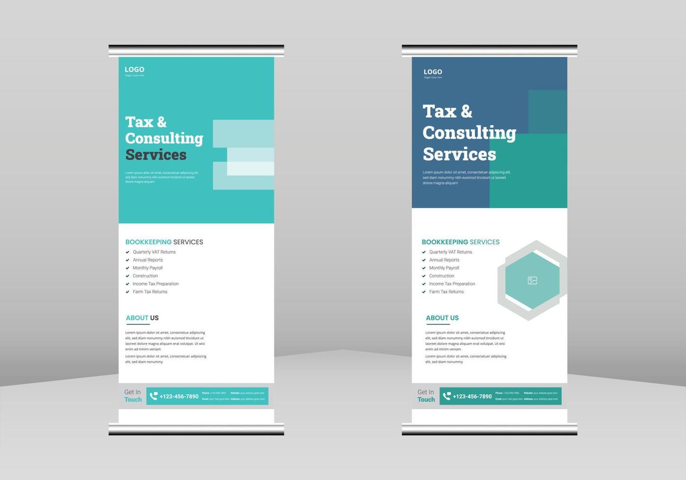 Accounting and bookkeeping service Roll up Banner Design, Tax service solution service poster Roll up leaflet template. Accounting and budget management service poster template vector