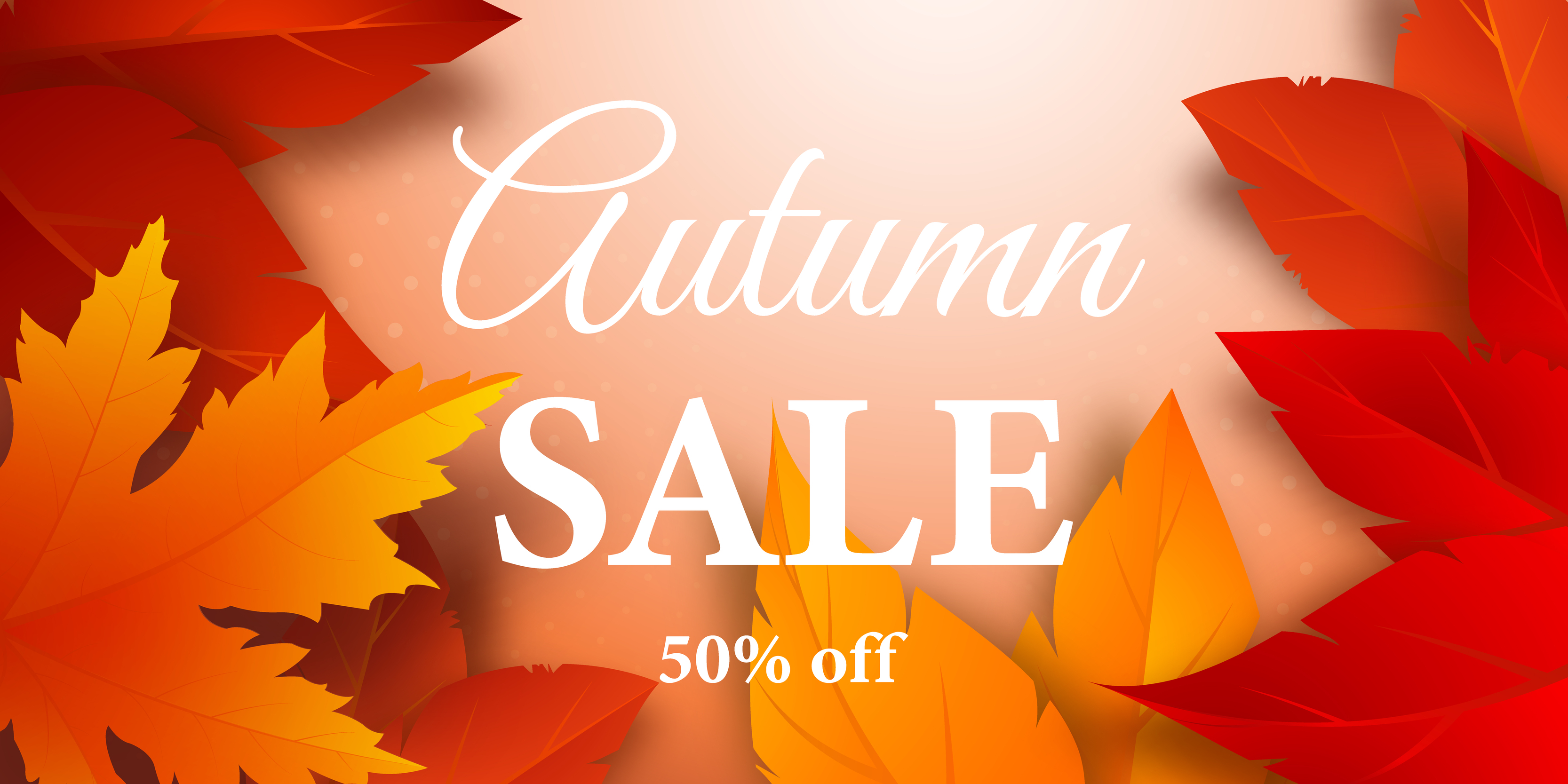 Autumn sale background with bright Realistic yellow, red ...