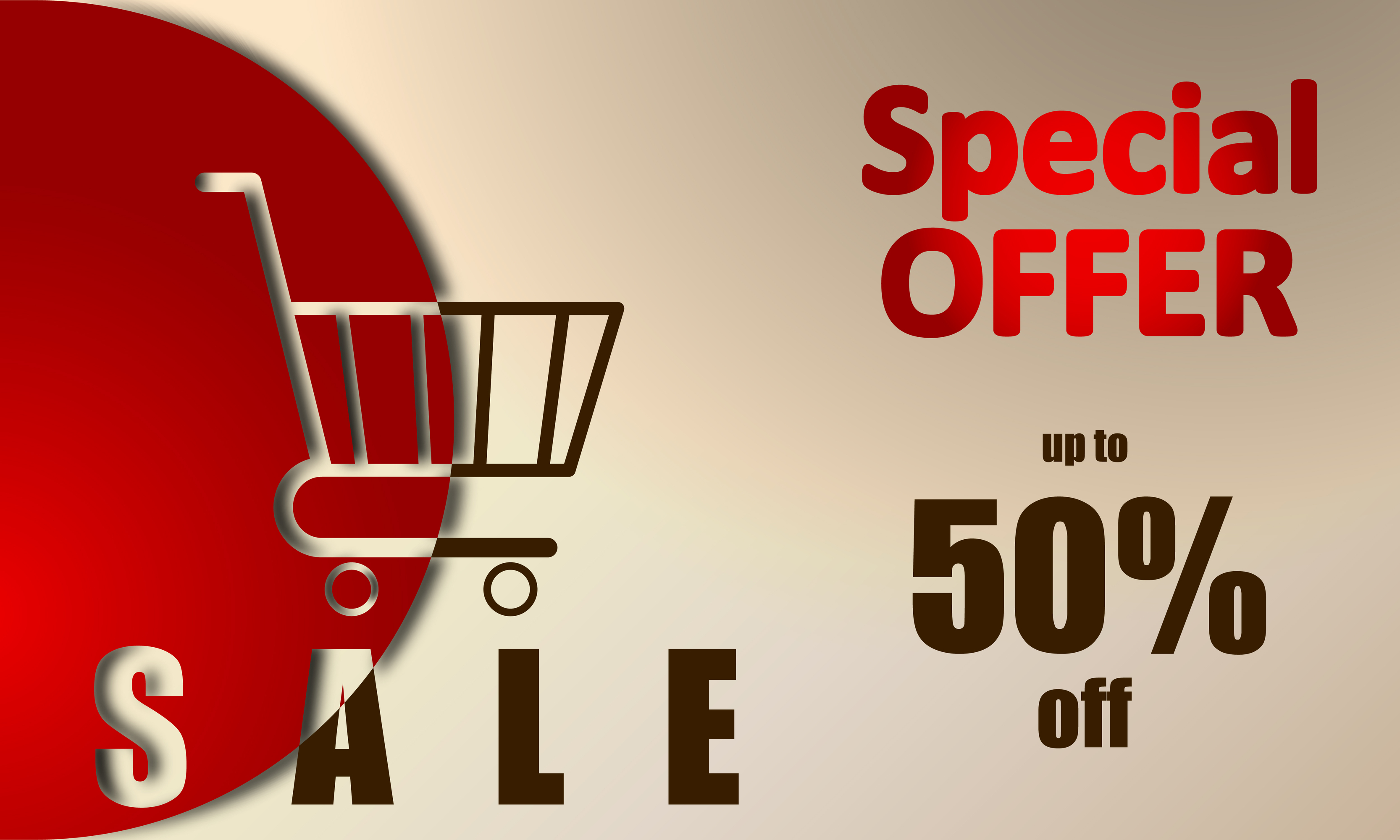 Sale rectangular banner, special offer. Shopping Cart creative design