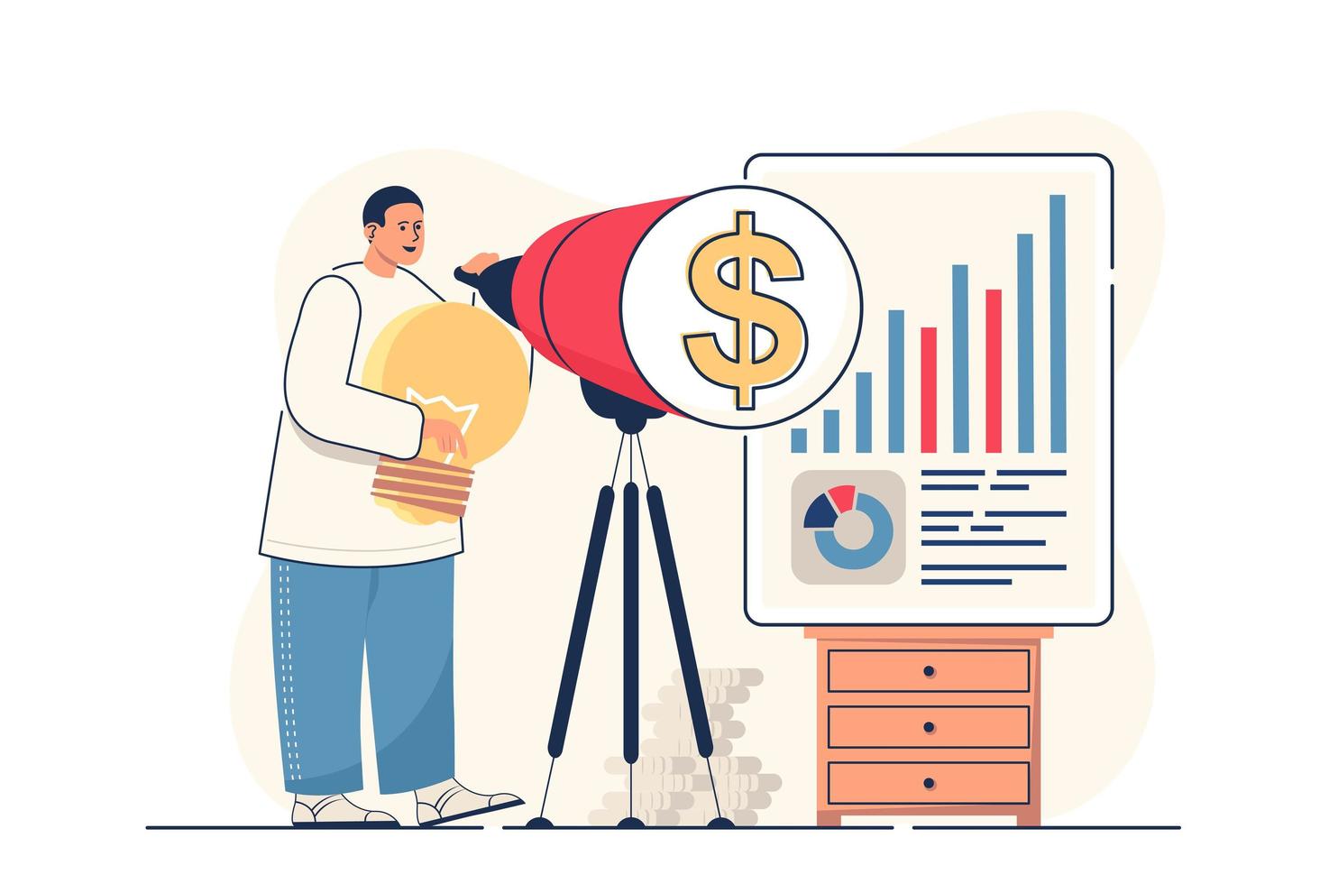 Business vision concept for web banner. Businessman generates new ideas and  project mission, motivation in work, modern person scene. Vector  illustration in flat cartoon design with people characters 4491044 Vector  Art at