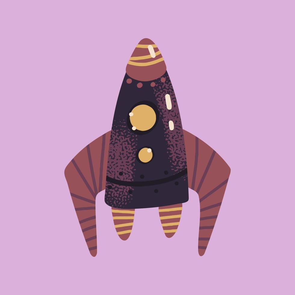 Rocket for space flight in hand draw style. Vector illustration for posters, prints and cards